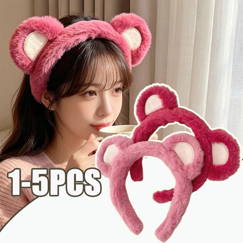 1-5PCS Cute Strawberry Bear Pl - Winter Headband Fleece recension och pris