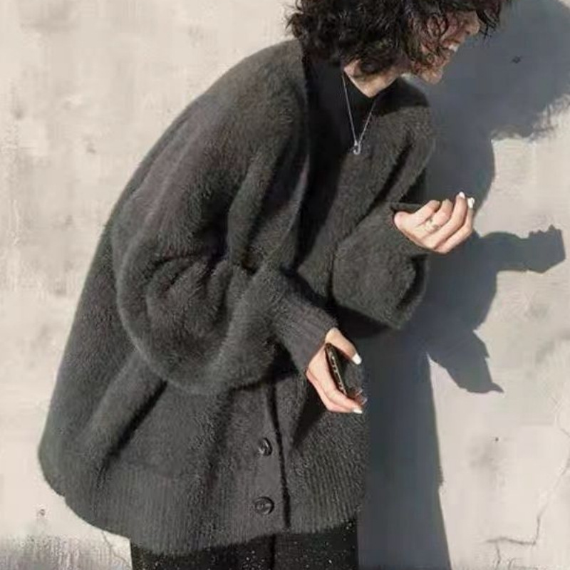 Imitation Mink Fleece Sweater  - Wool Coat Peacoat recension och pris