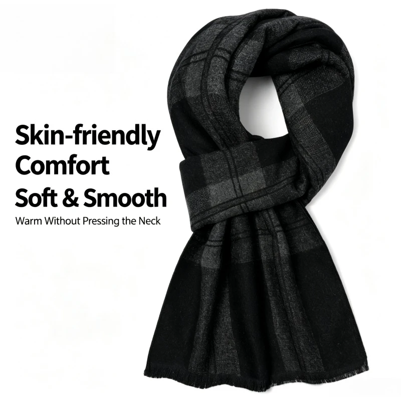 1 Pcs British Black and Gray C - Wool Scarf Men recension och pris