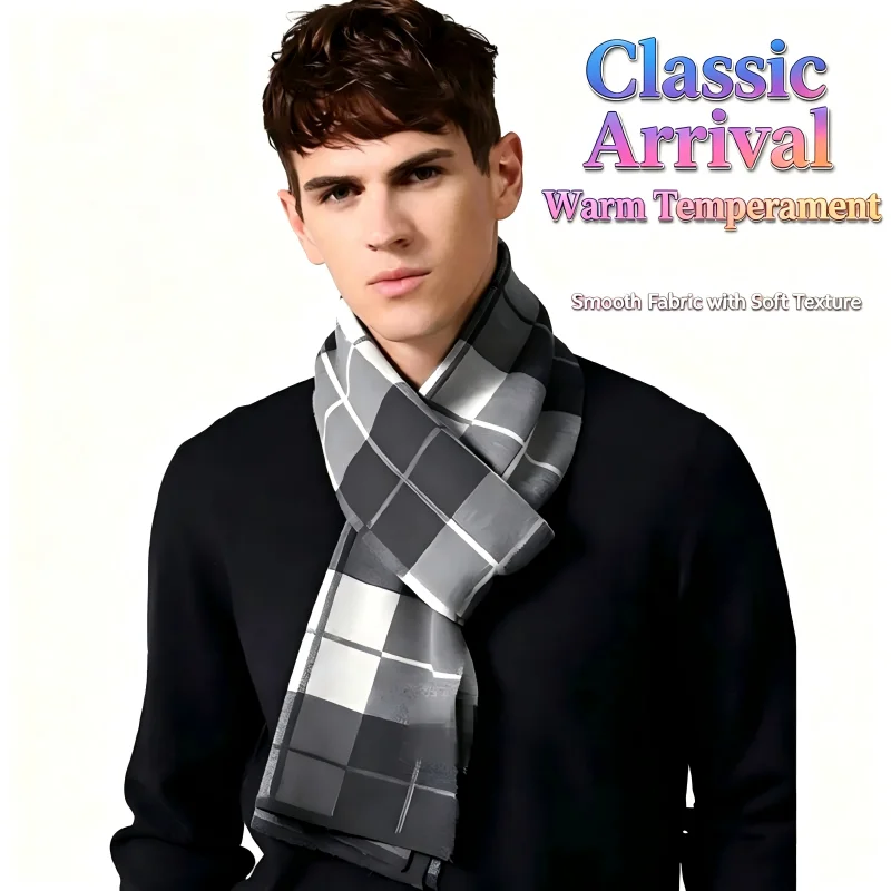 1 Pcs British Black and Gray C - Wool Scarf Men recension och pris