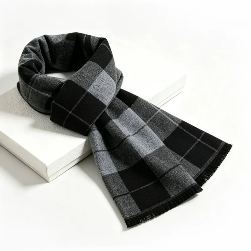 1 Pcs British Black and Gray C - Wool Scarf Men recension och pris