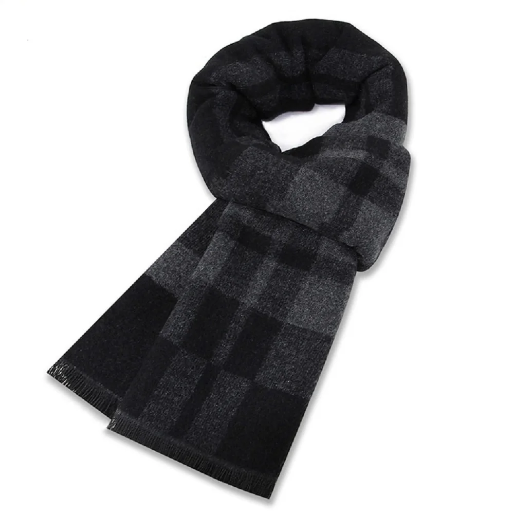 1 Pcs British Black and Gray C - Wool Scarf Men recension och pris