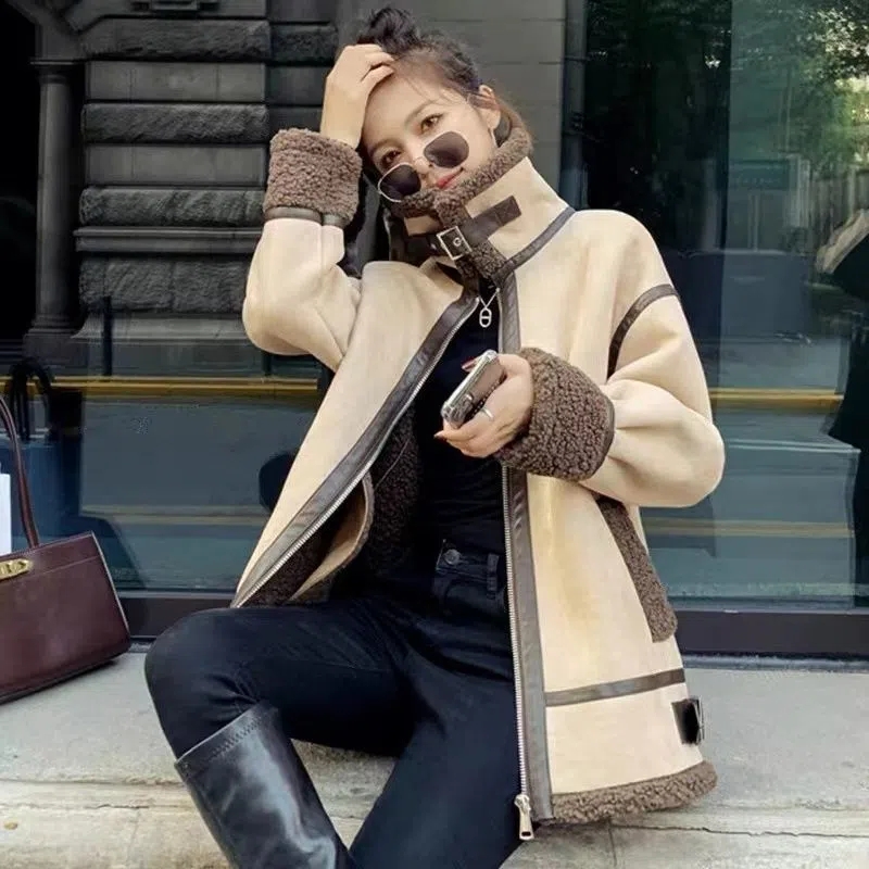 Lamb Fur Coat Female New Fall/ - Wool Coat Peacoat recension och pris