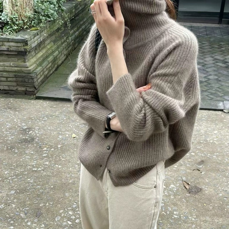 Turtleneck Cardigan Ladies 100 - Wool Coat Peacoat recension och pris